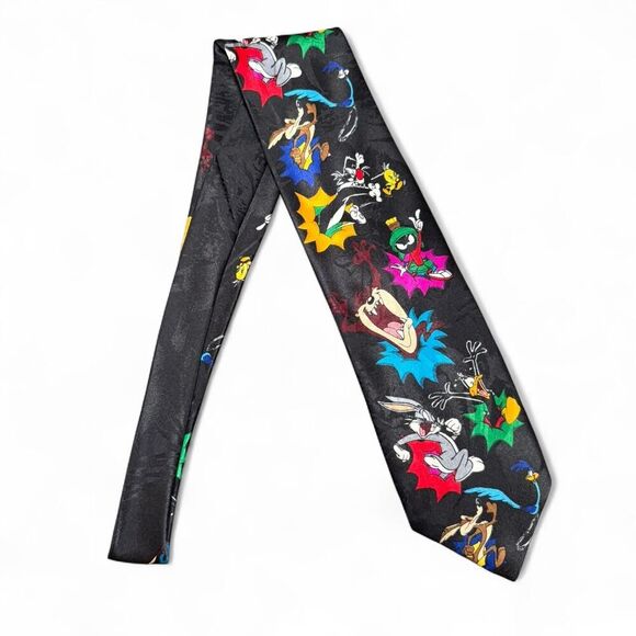 Looney Tunes Characters Men's Necktie Bugs Bunny Tazmanian Devil Marvin Martian - Picture 1 of 5